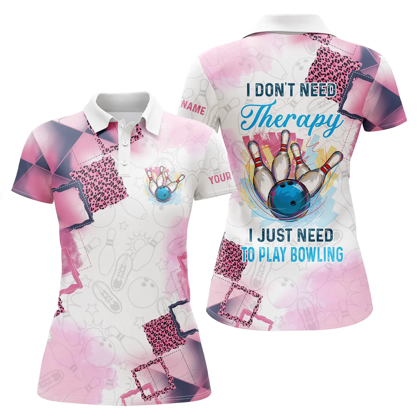 Frenzideas I Don't Need Therapy I Just Need To Play Bowling Personalized All Over Printed Shirt For Women