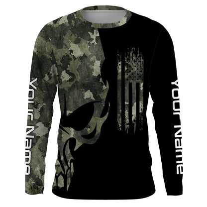 Frenzidea Halloween Fish Reaper American Flag Custom Long Sleeve