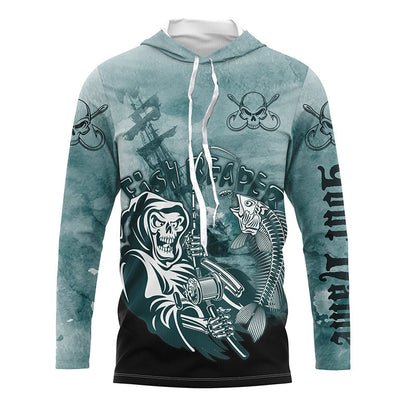 Frenzidea Halloween Fish Reaper Fishing Custom Name Long Sleeve Shirts