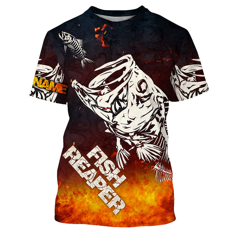 Frenzidea Halloween Fish Reaper Bass Skull Fishing Long Sleeve Fishing Shirt