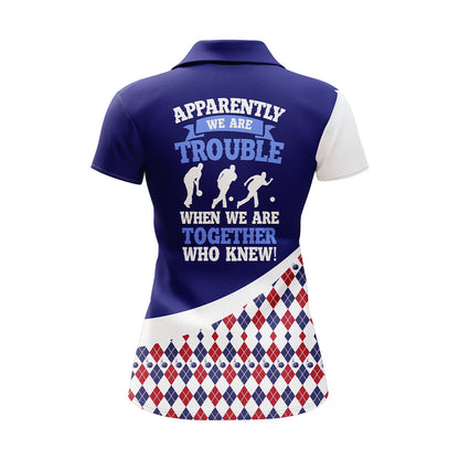 Frenzideas Blue Argyle Bowling Personalized All Over Printed Shirt For Women