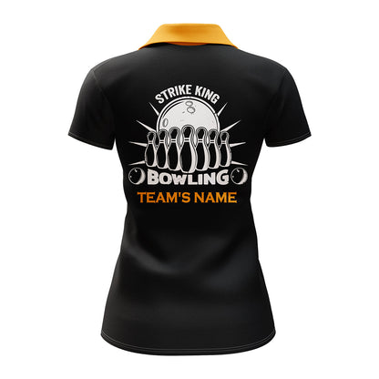 Frenzidea Vintage Yellow & Black Bowling Strike King Premium Customized Name 3D Shirt For Women