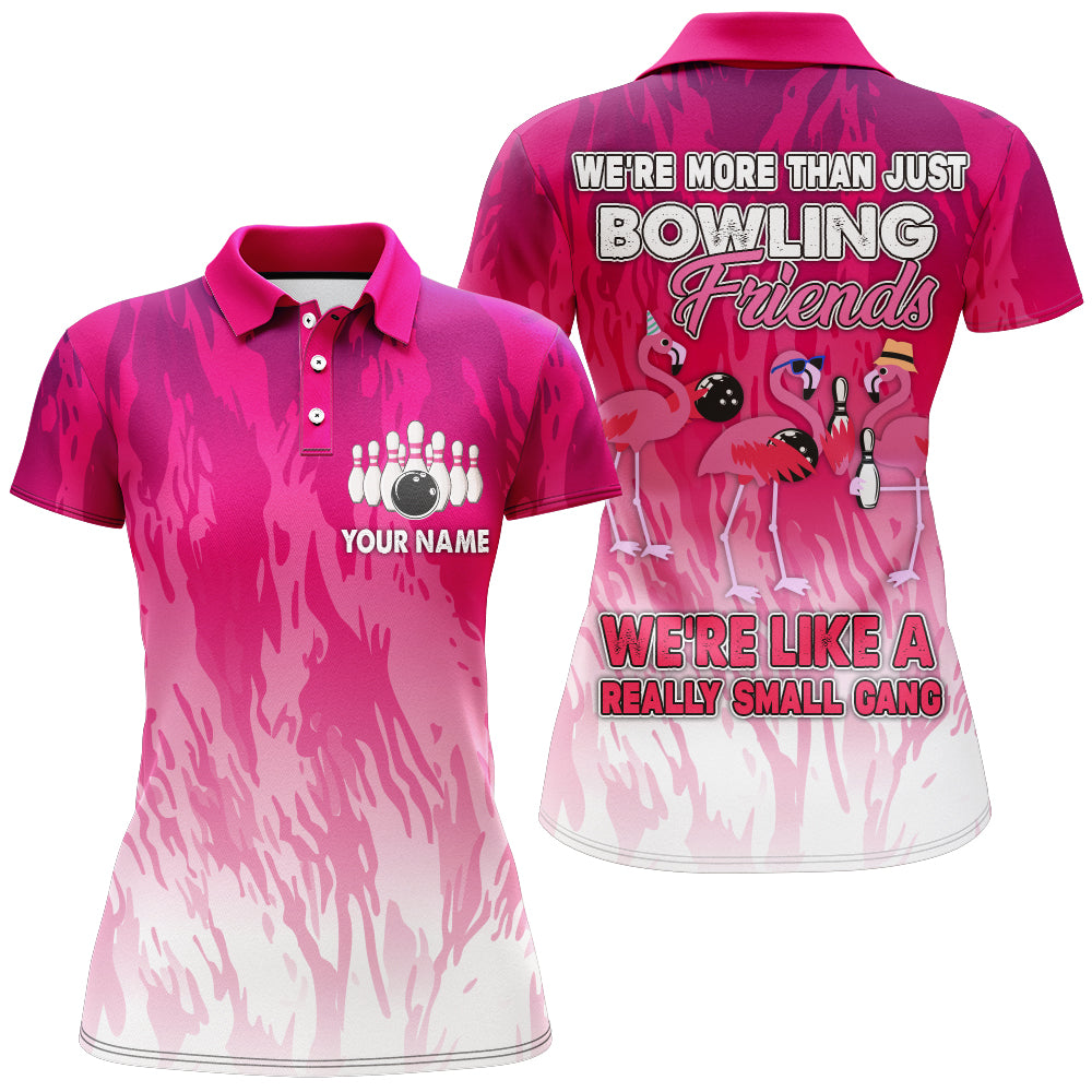 Frenzideas Pink Flamingo Bowling Personalized All Over Printed Shirt For Women