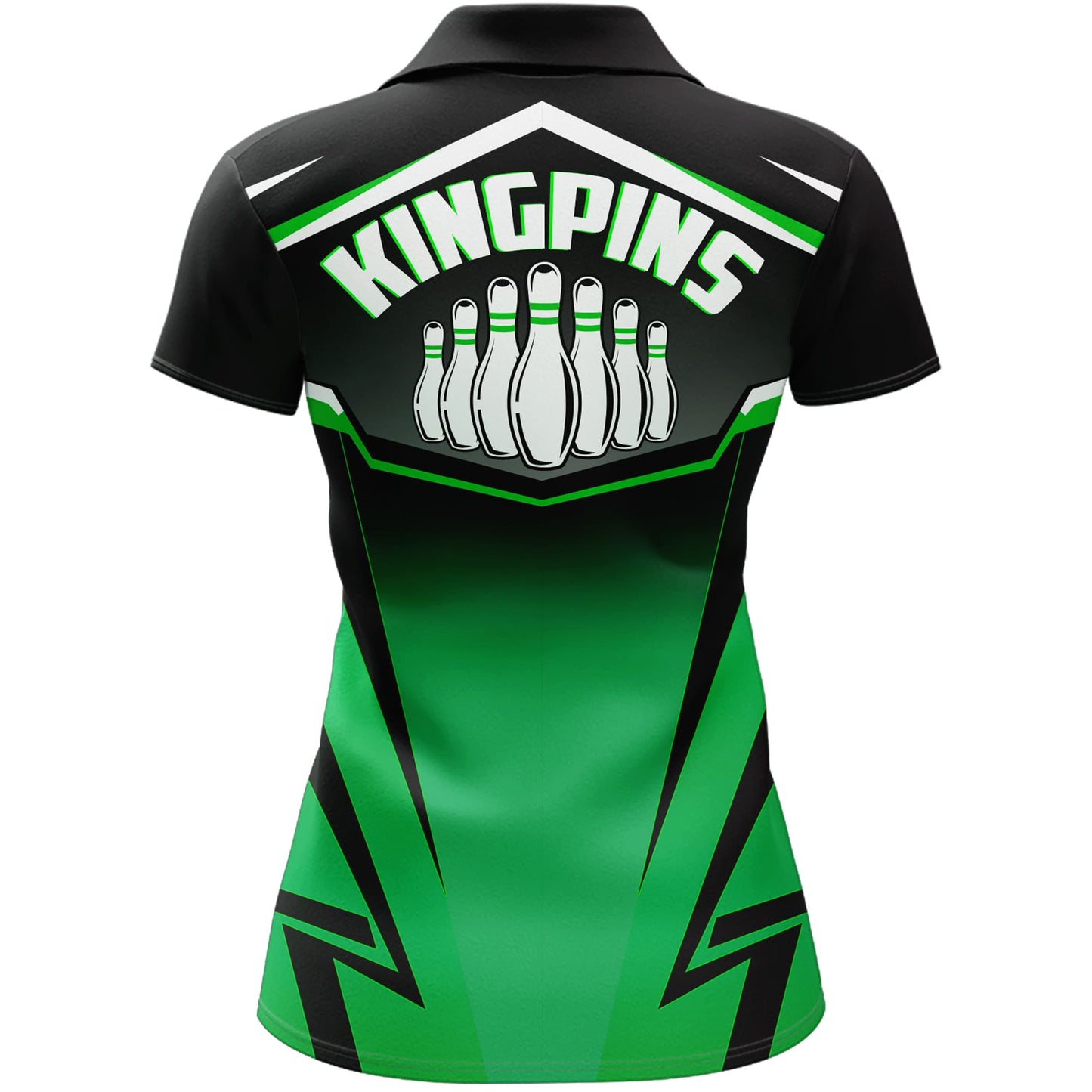 Frenzideas Kingpins Green Bowling Customized Name All Over Printed Shirt For Women