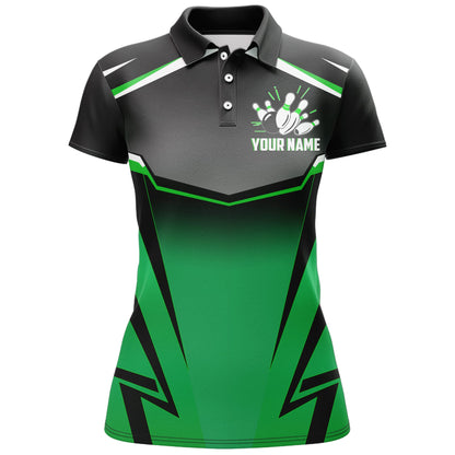 Frenzideas Kingpins Green Bowling Customized Name All Over Printed Shirt For Women