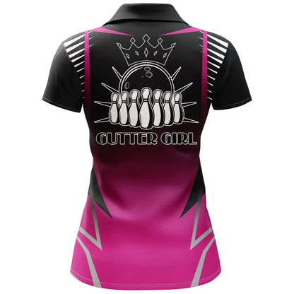 Frenzidea Gutter Girl Pink Bowling Premium Customized Name 3D Shirt For Women