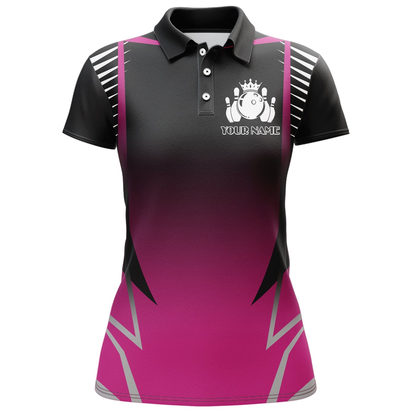 Frenzidea Gutter Girl Pink Bowling Premium Customized Name 3D Shirt For Women