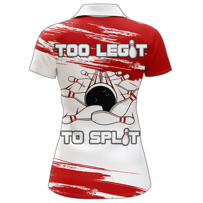Frenzidea Red & White Bowling Too Legit Too Split Premium Customized Name 3D Shirt For Women