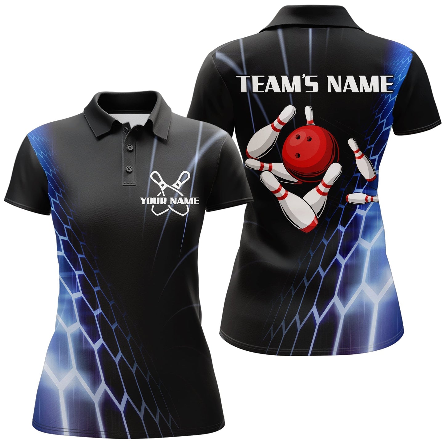 Frenzideas Bowling All Style Customized Name 3D Shirt For Women