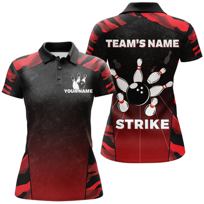 Frenzidea Red Camo Strike Bowling Premium Customized Name 3D Shirt For Women