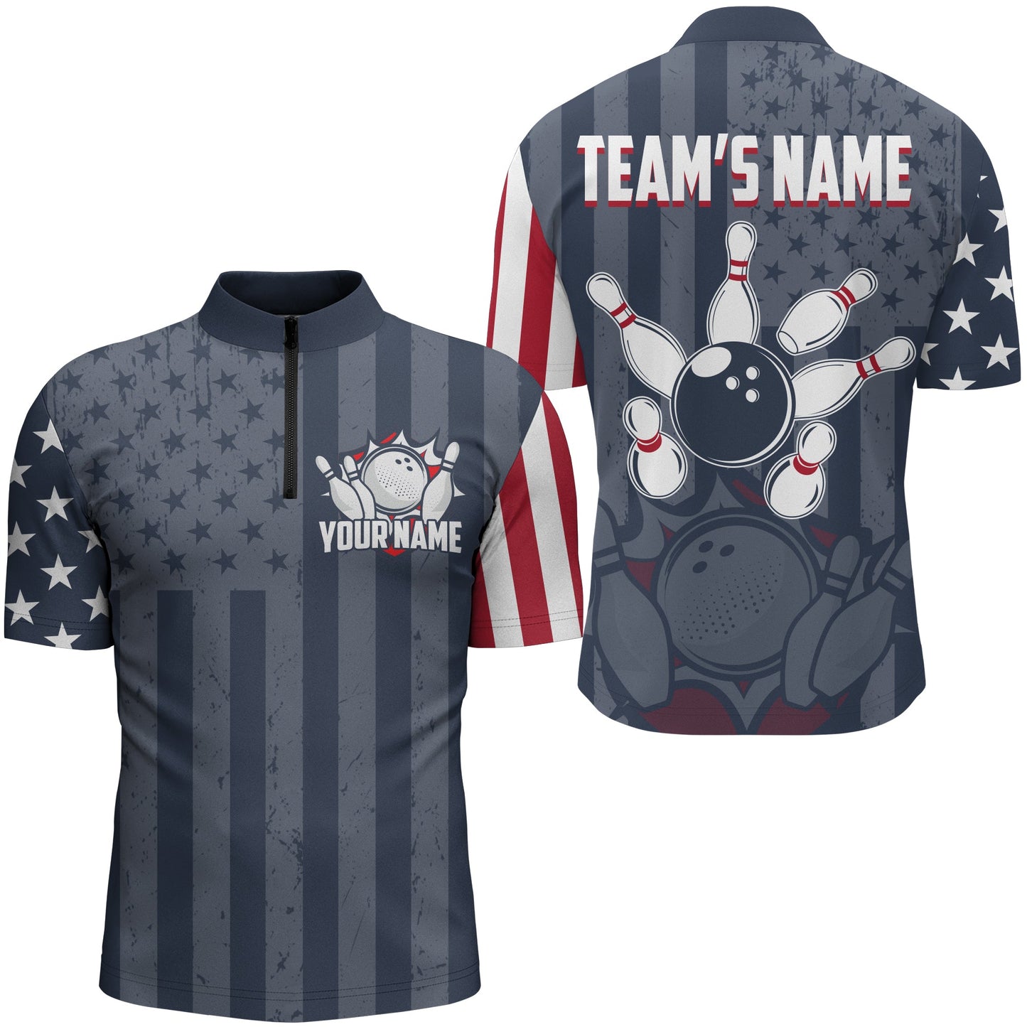 Frenzidea Bowling Shirts US Flag 3D Shirt