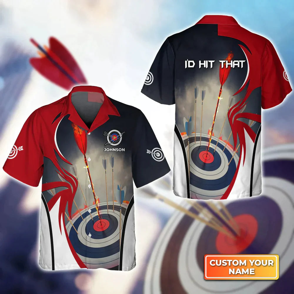 Frenzidea I'd Hit That Archery Target On Fire 3D Hawaiian Shirt