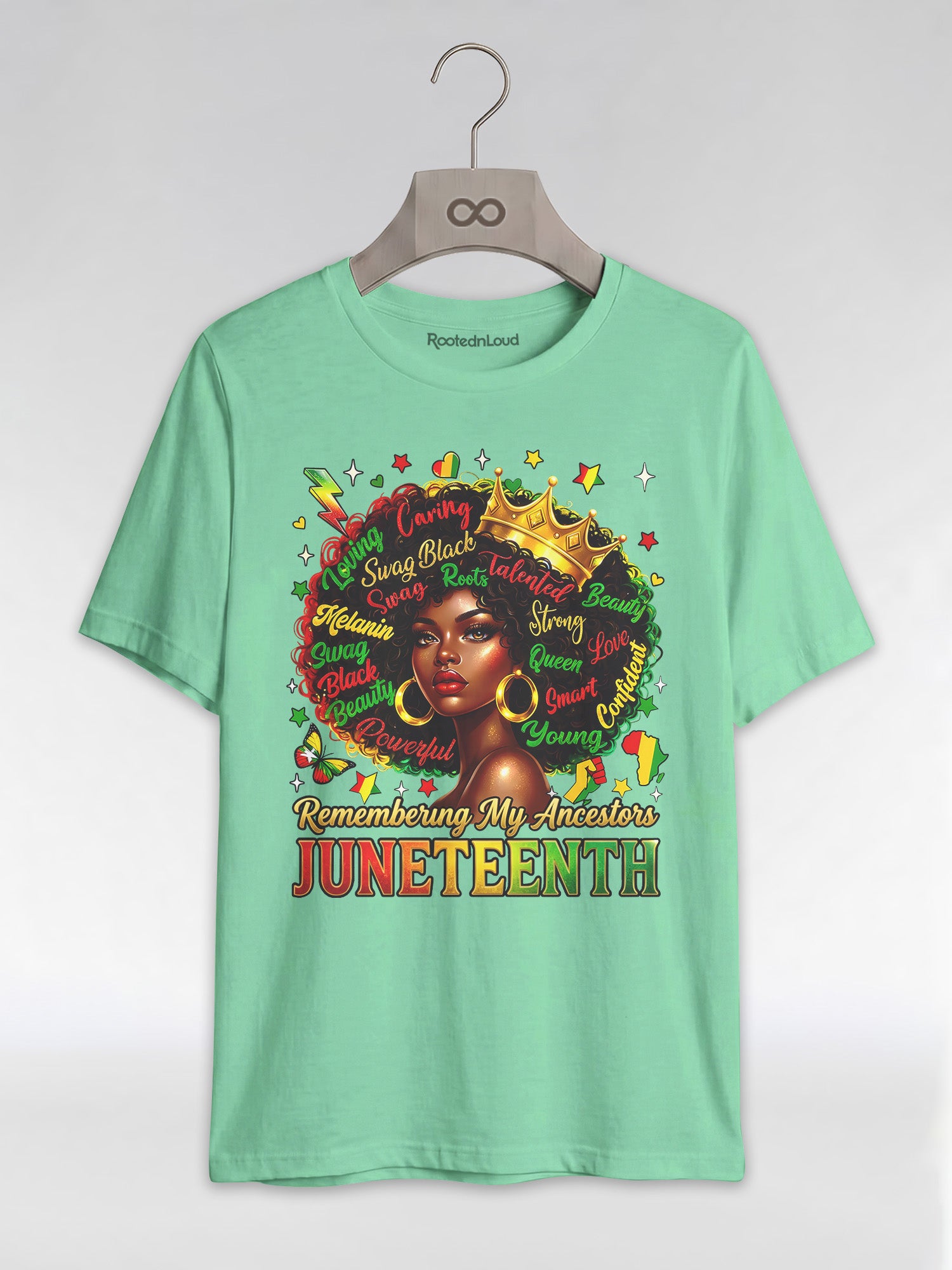 Remembering My Ancestors Juneteenth: Black Queen Graphic T-Shirt - RootednLoud