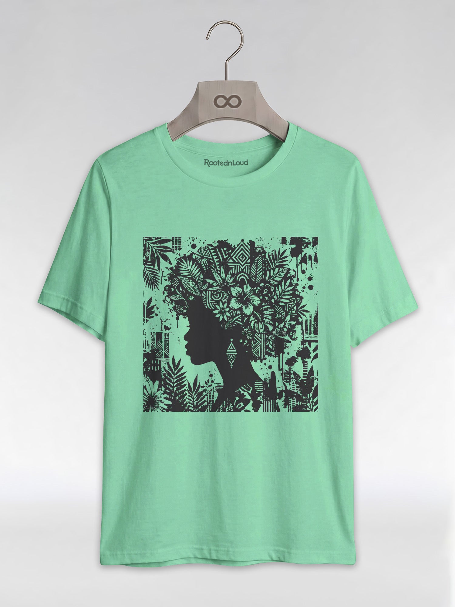 Black Queen: Artistic Silhouette Floral Graphic T-Shirt - RootednLoud