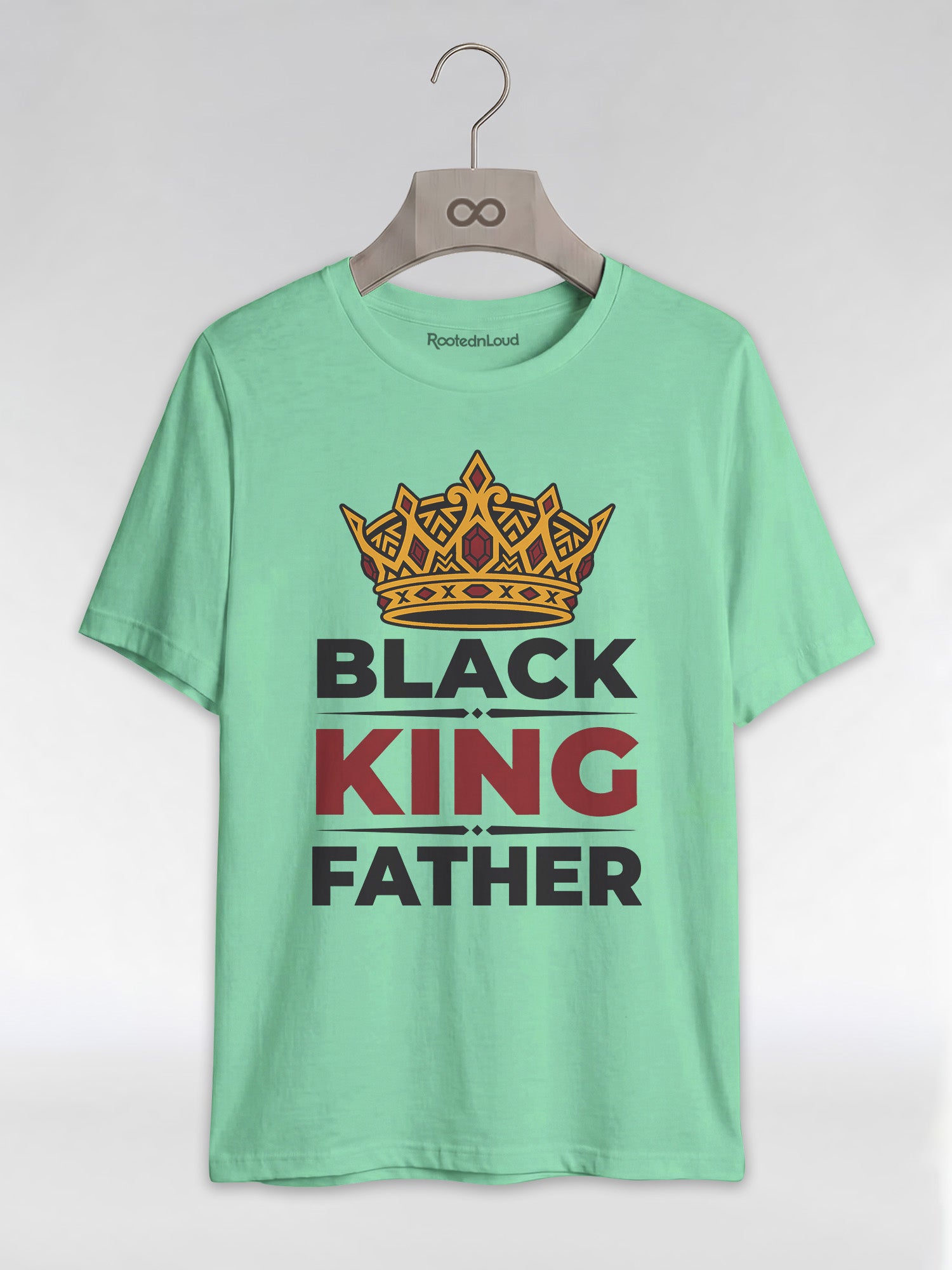 Black King Father Crown: Proud Dad Empowerment Graphic T-Shirt - RootednLoud