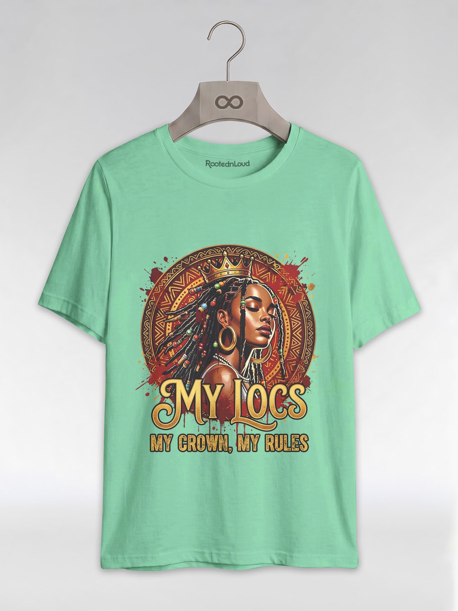 My Locs My Crown: Regal Black Queen Graphic T-Shirt - RootednLoud