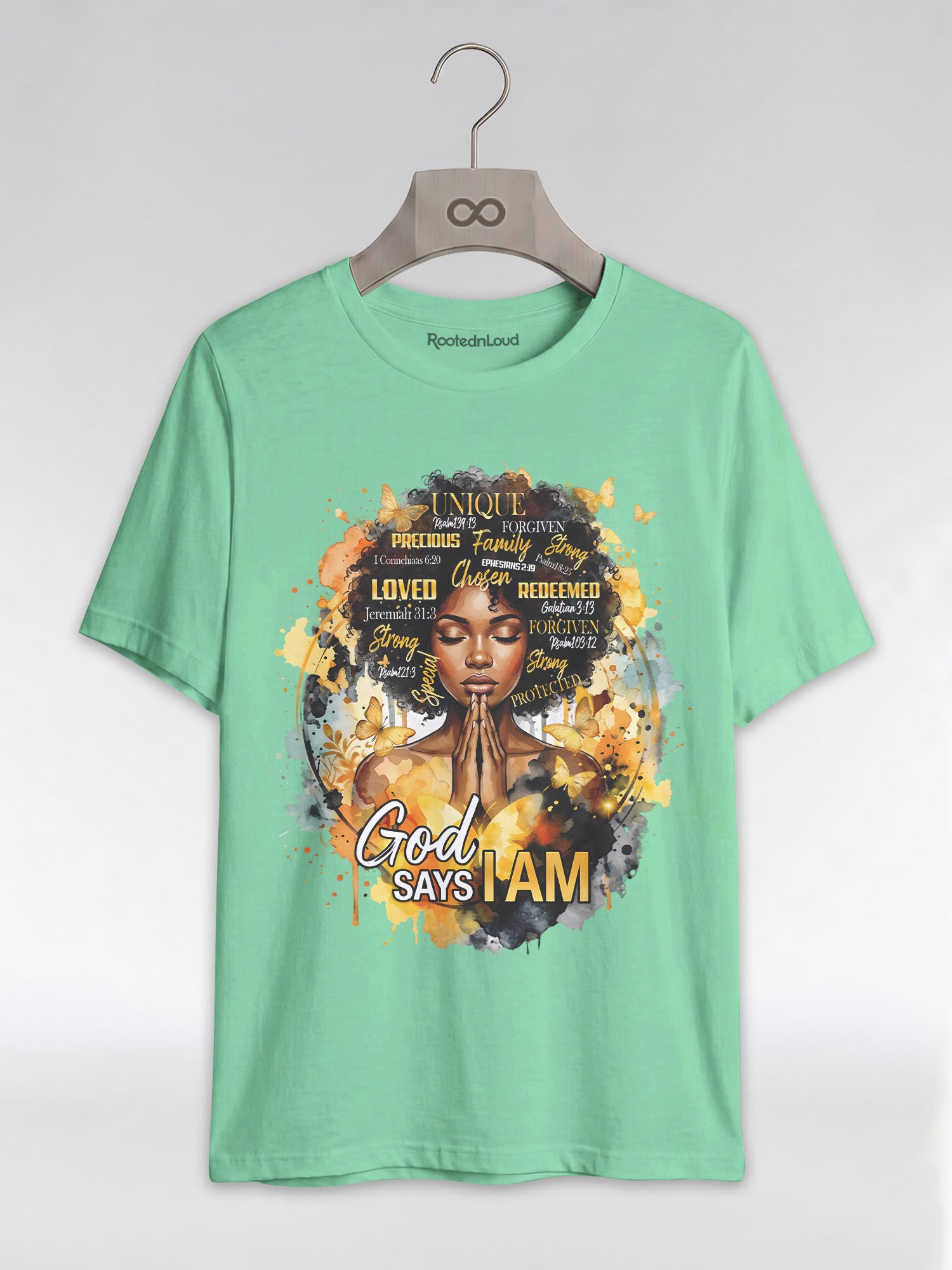 God Says I Am: Black Queen Christian Affirmations Graphic T-Shirt - RootednLoud