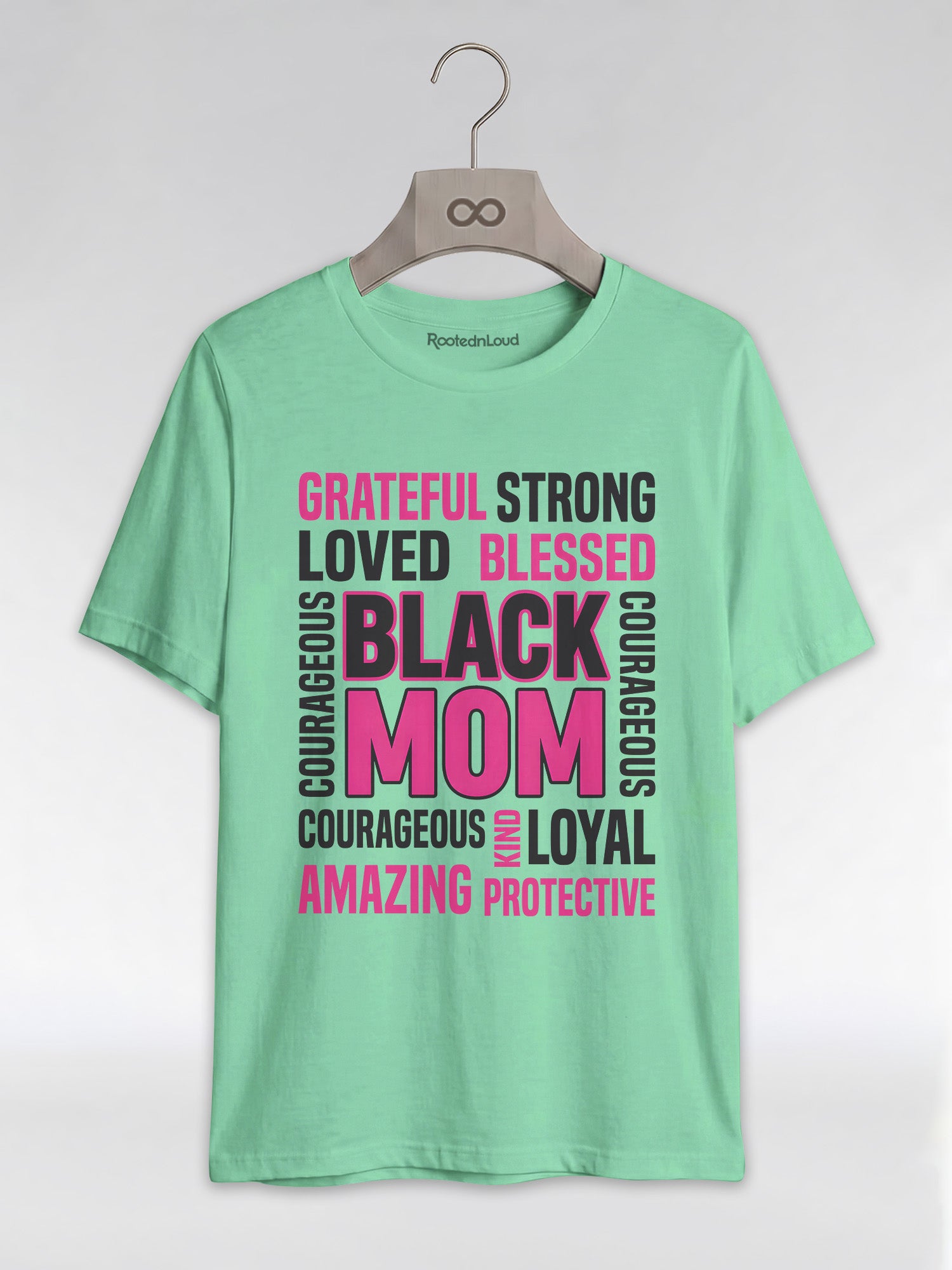 Strong & Blessed: Black Mom Affirmations Typography Graphic T-Shirt - RootednLoud