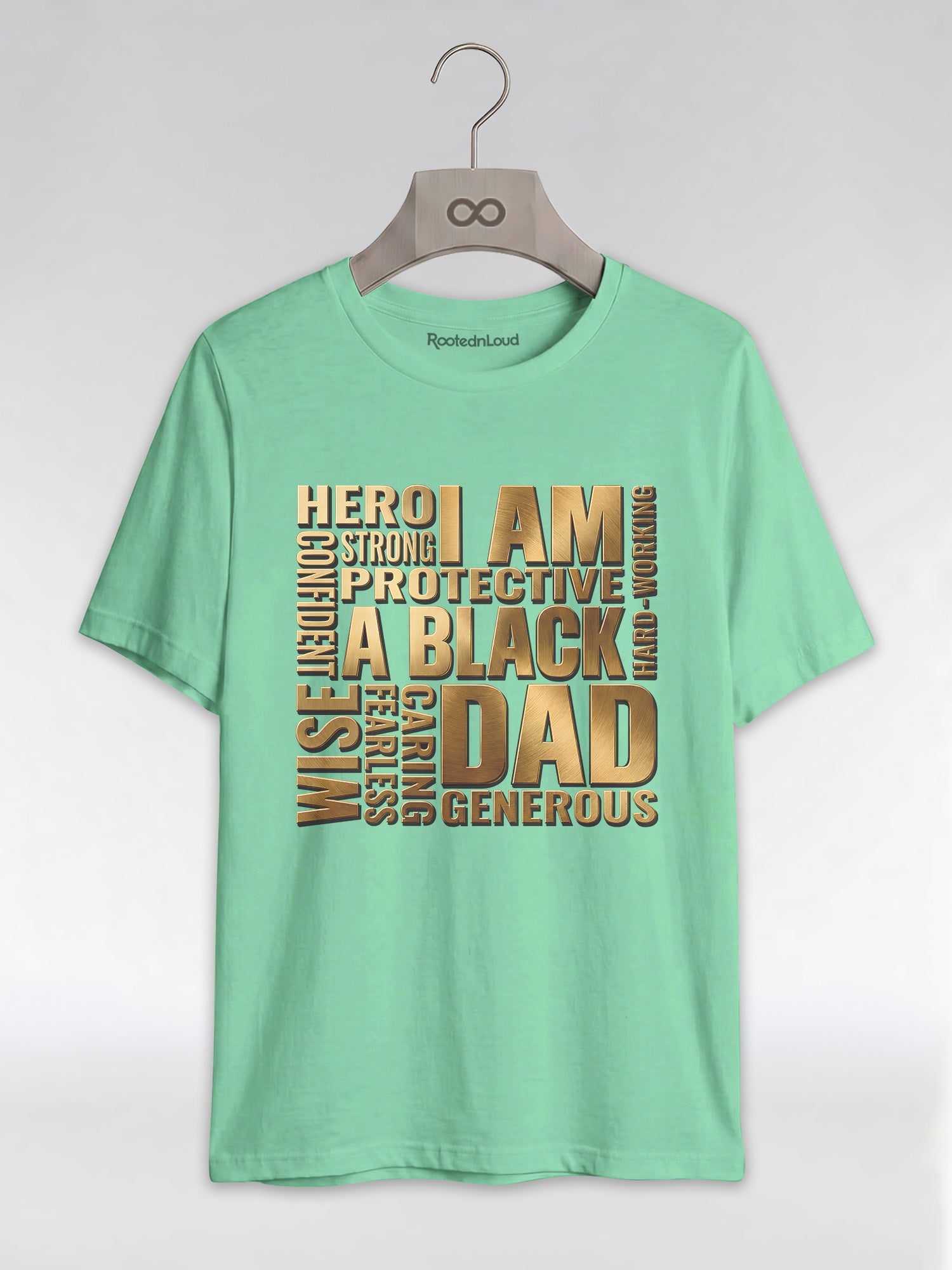 I Am A Black Dad: Golden Typography Empowerment Graphic T-Shirt - RootednLoud