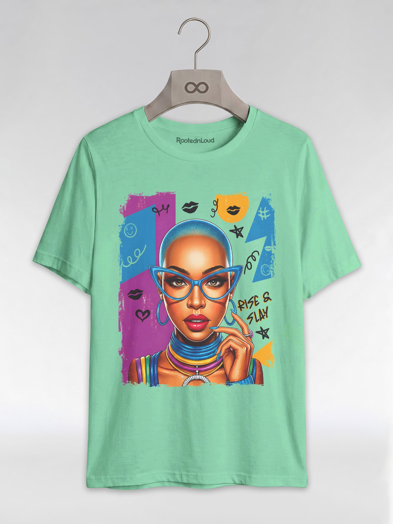 Rise & Slay: 90s Retro Pop Art Black Queen Graphic T-Shirt - RootednLoud
