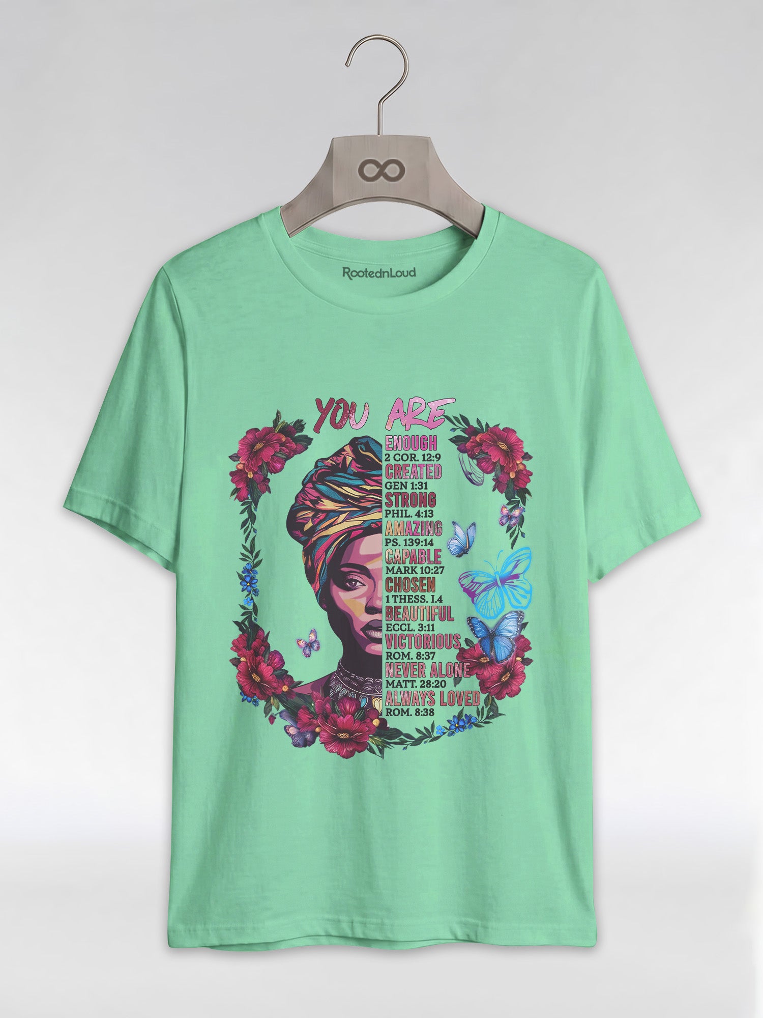 You Are Enough: Black Woman Christian Affirmations Graphic T-Shirt - RootednLoud