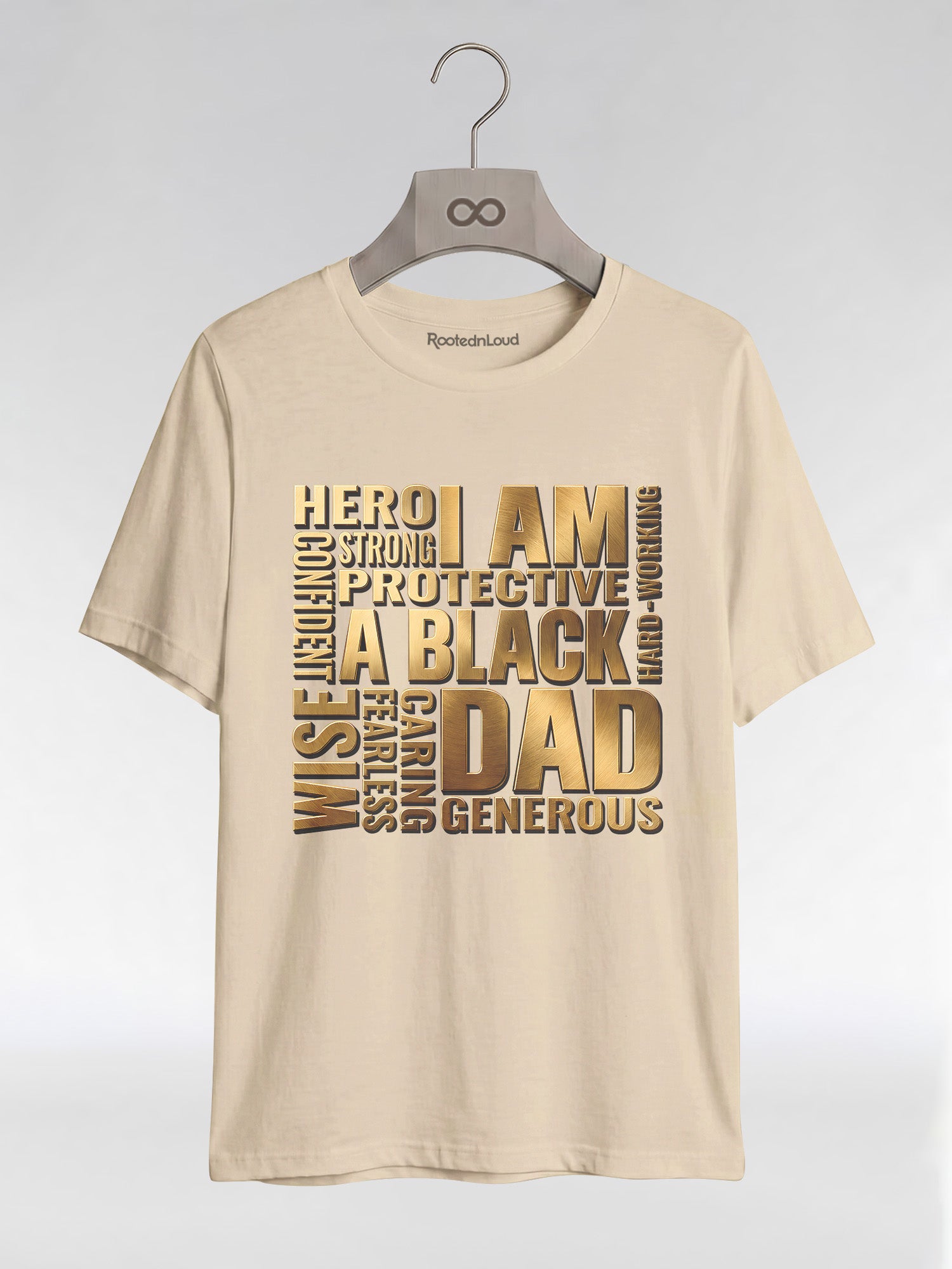 I Am A Black Dad: Golden Typography Empowerment Graphic T-Shirt - RootednLoud