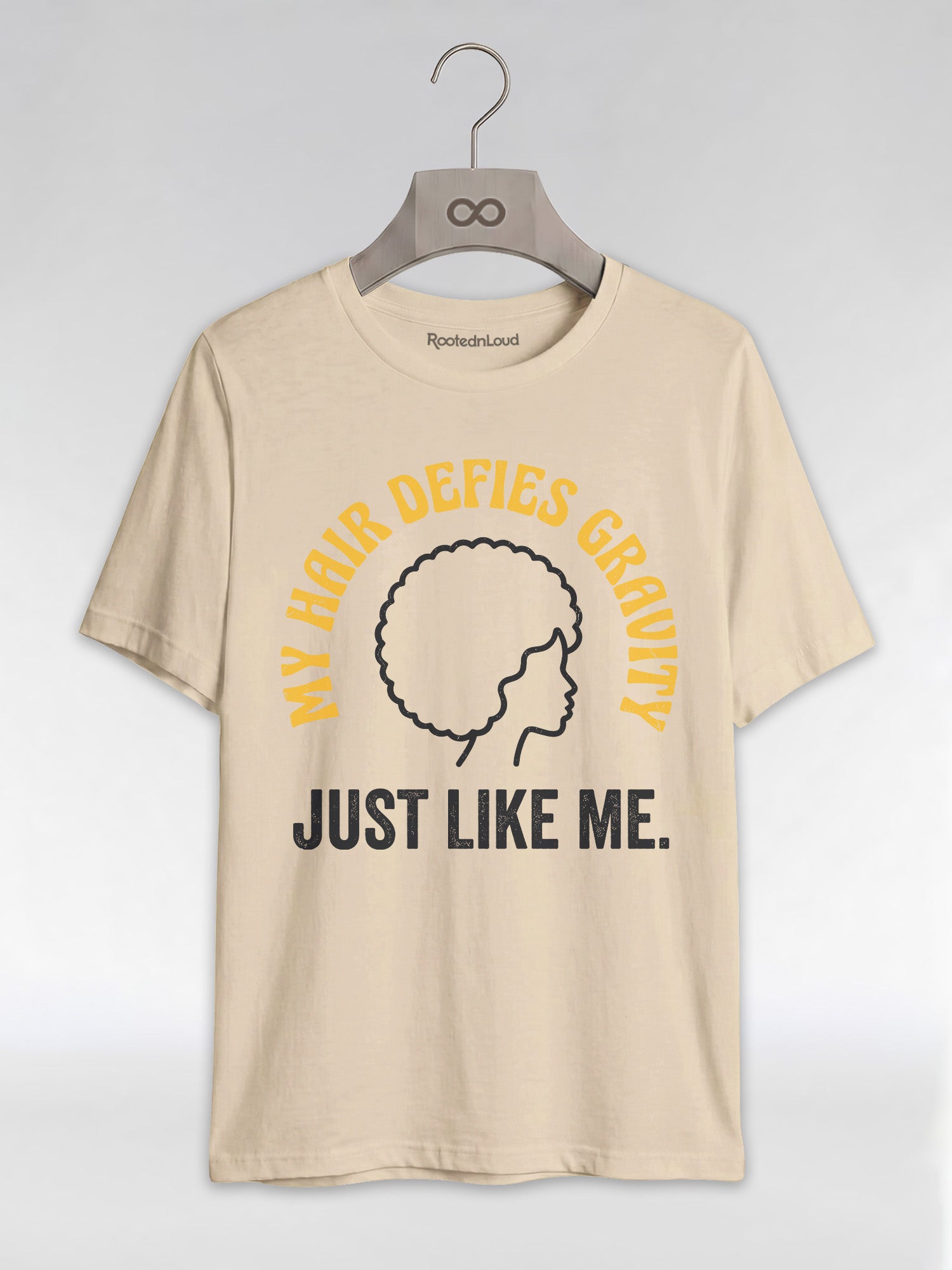 My Hair Defies Gravity Just Like Me: Black Girl Magic Afro Graphic T-Shirt - RootednLoud