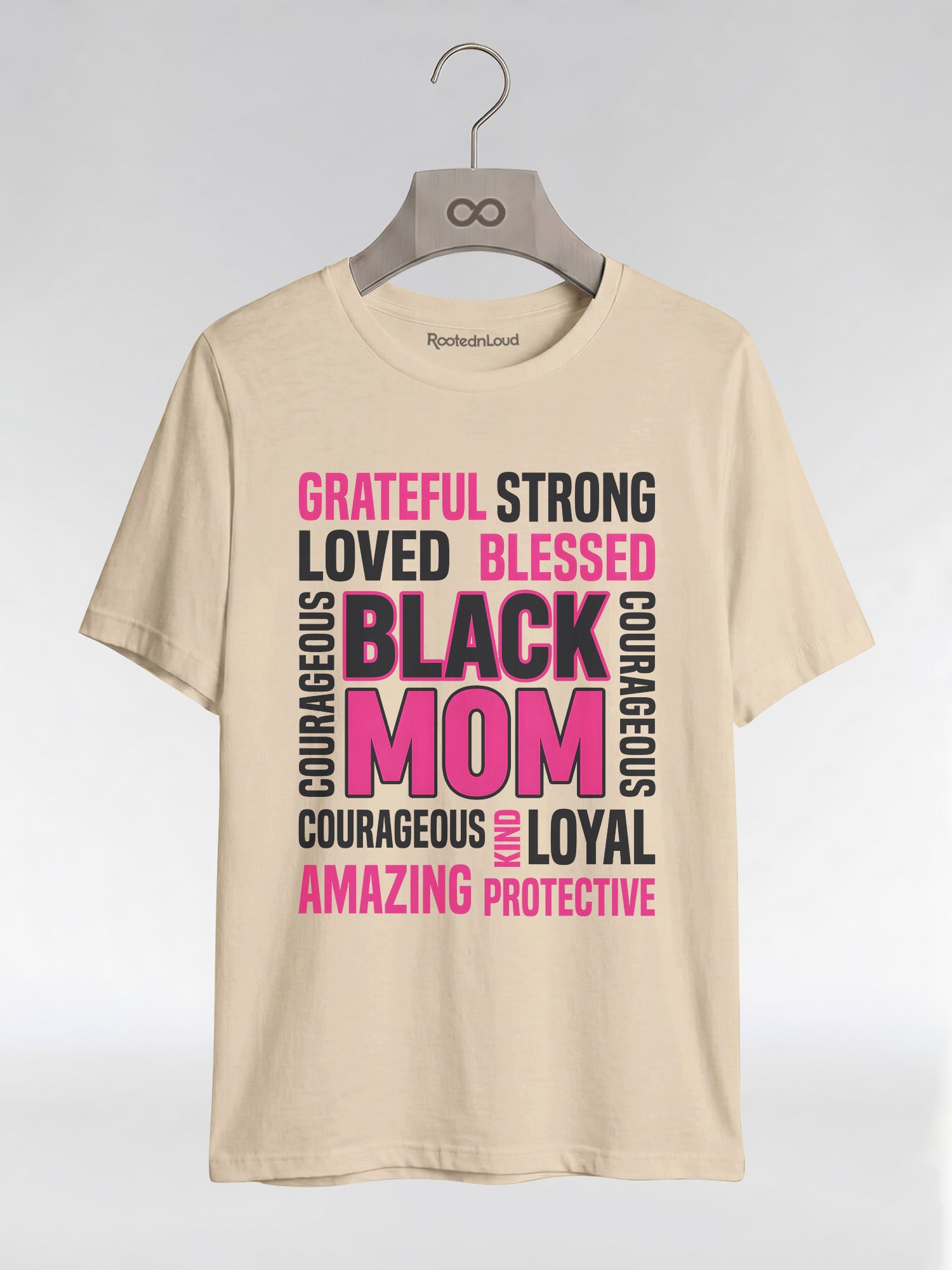 Strong & Blessed: Black Mom Affirmations Typography Graphic T-Shirt - RootednLoud