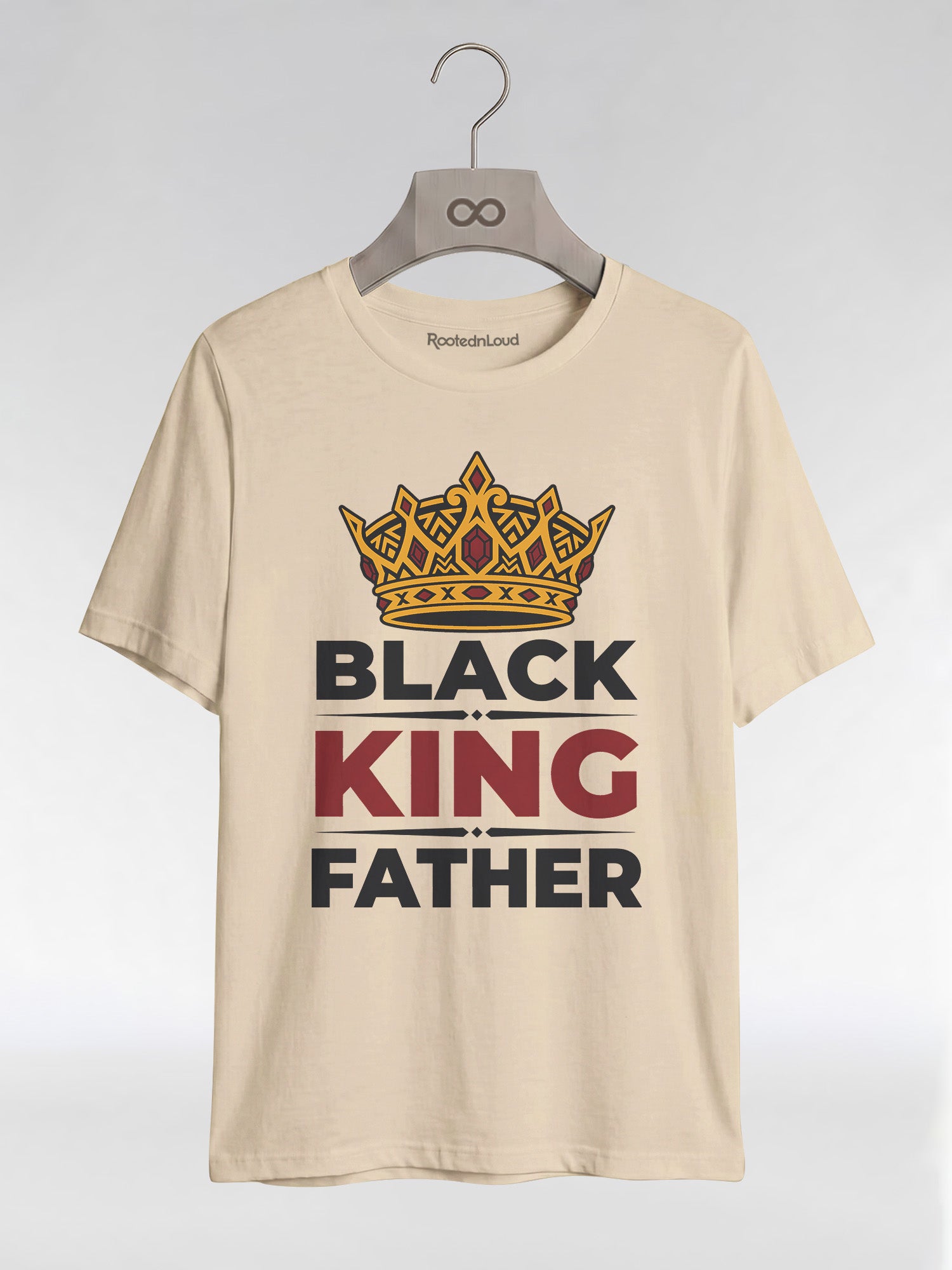 Black King Father Crown: Proud Dad Empowerment Graphic T-Shirt - RootednLoud