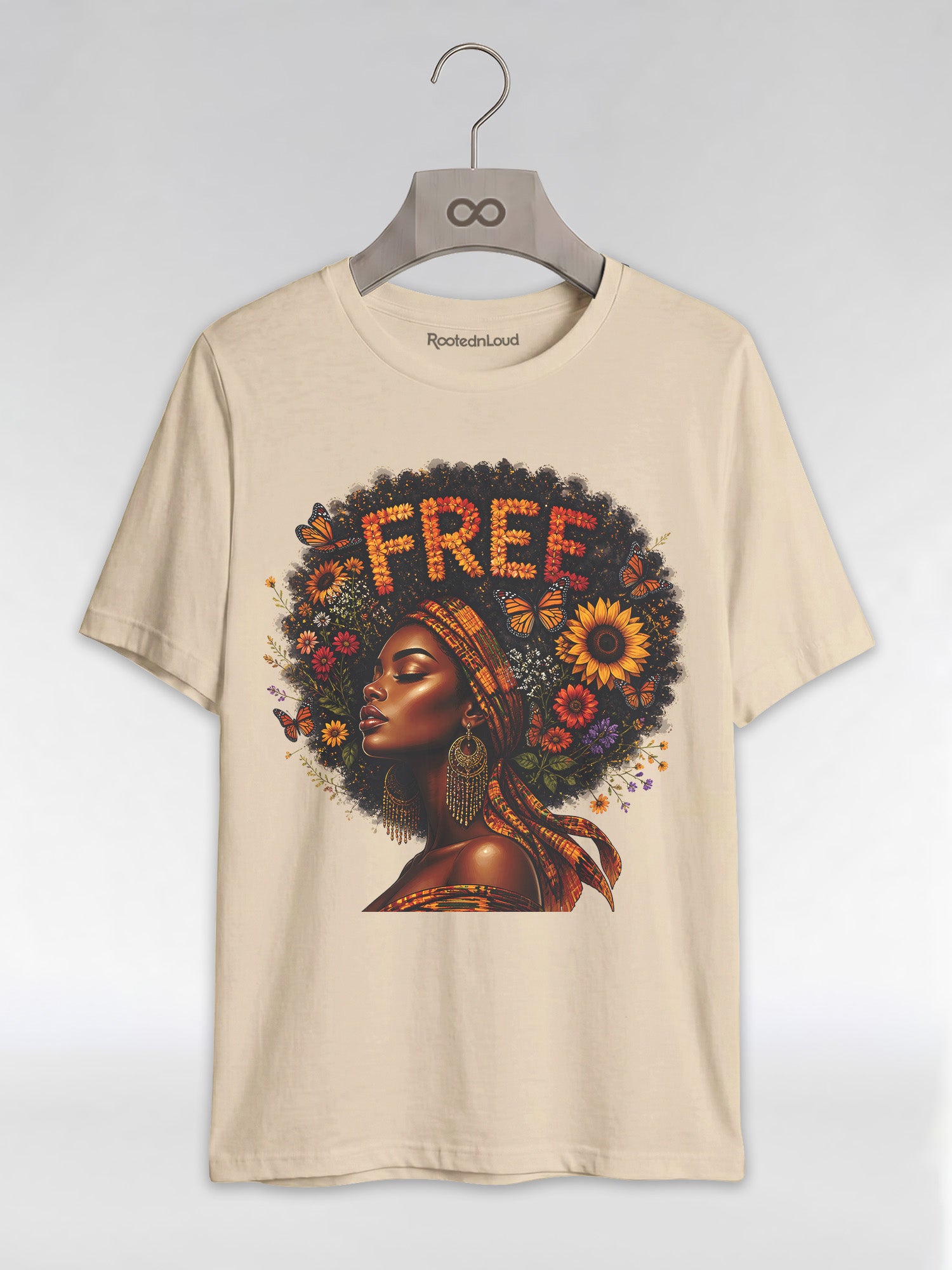 Free Floral Afro: Melanin Queen Empowerment Graphic T-Shirt - RootednLoud