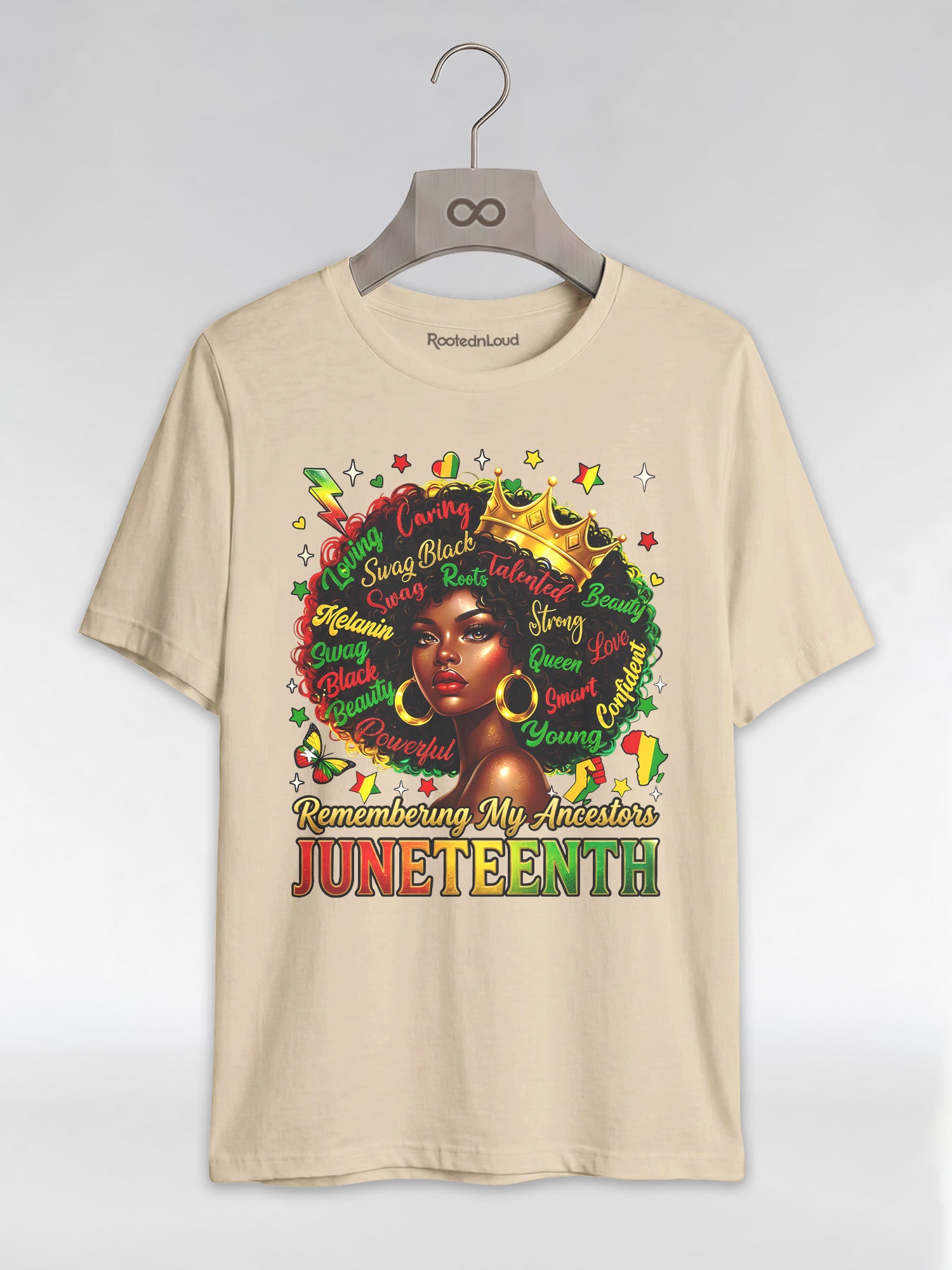 Remembering My Ancestors Juneteenth: Black Queen Graphic T-Shirt - RootednLoud