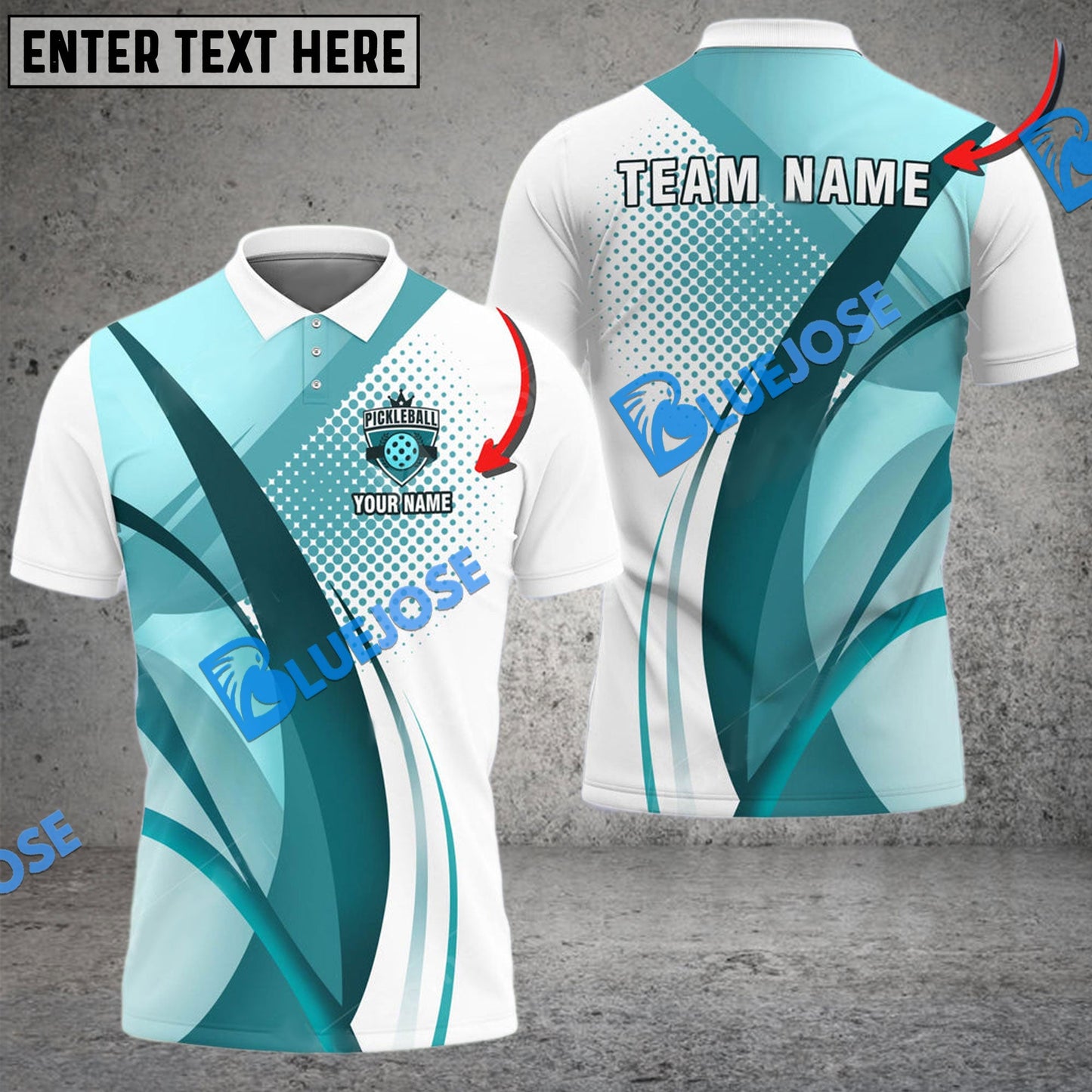 Frenzidea Pickleball Cyan Rising Wave Personalized Name, Team Name Unisex Shirt