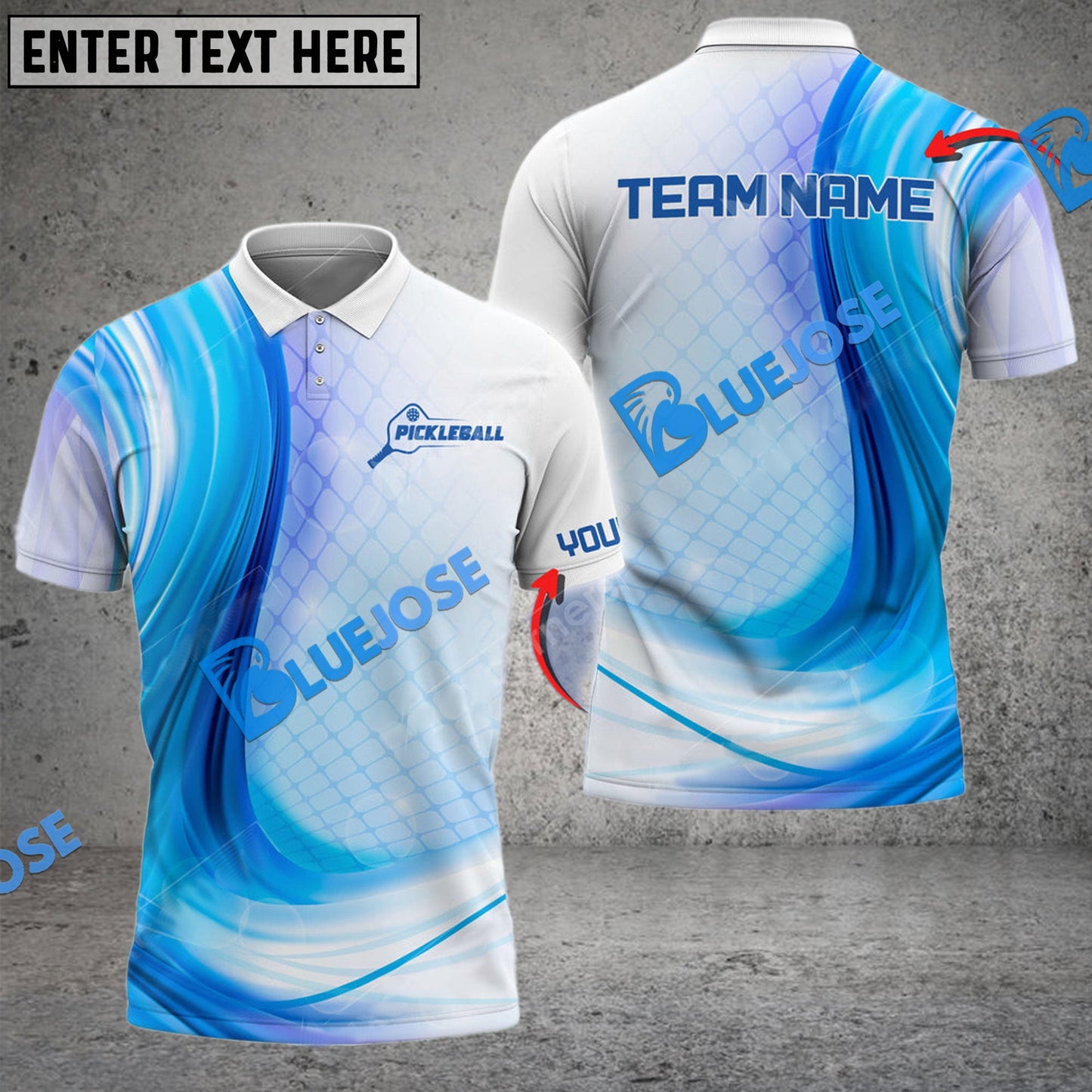 Frenzidea Pickleball Blue Holo Wave Personalized Name, Team Name Unisex Shirt