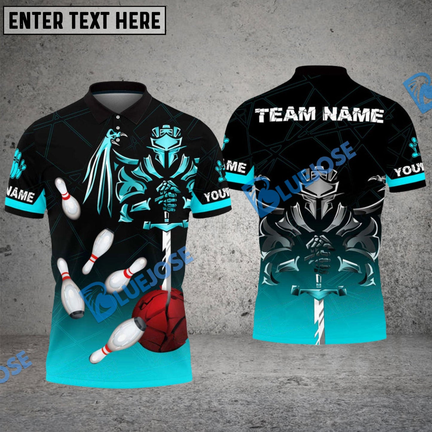 Frenzideas Bowling And Pins Fallen Knight Multicolor Customized Name 3D Shirt ( 4 Colors )