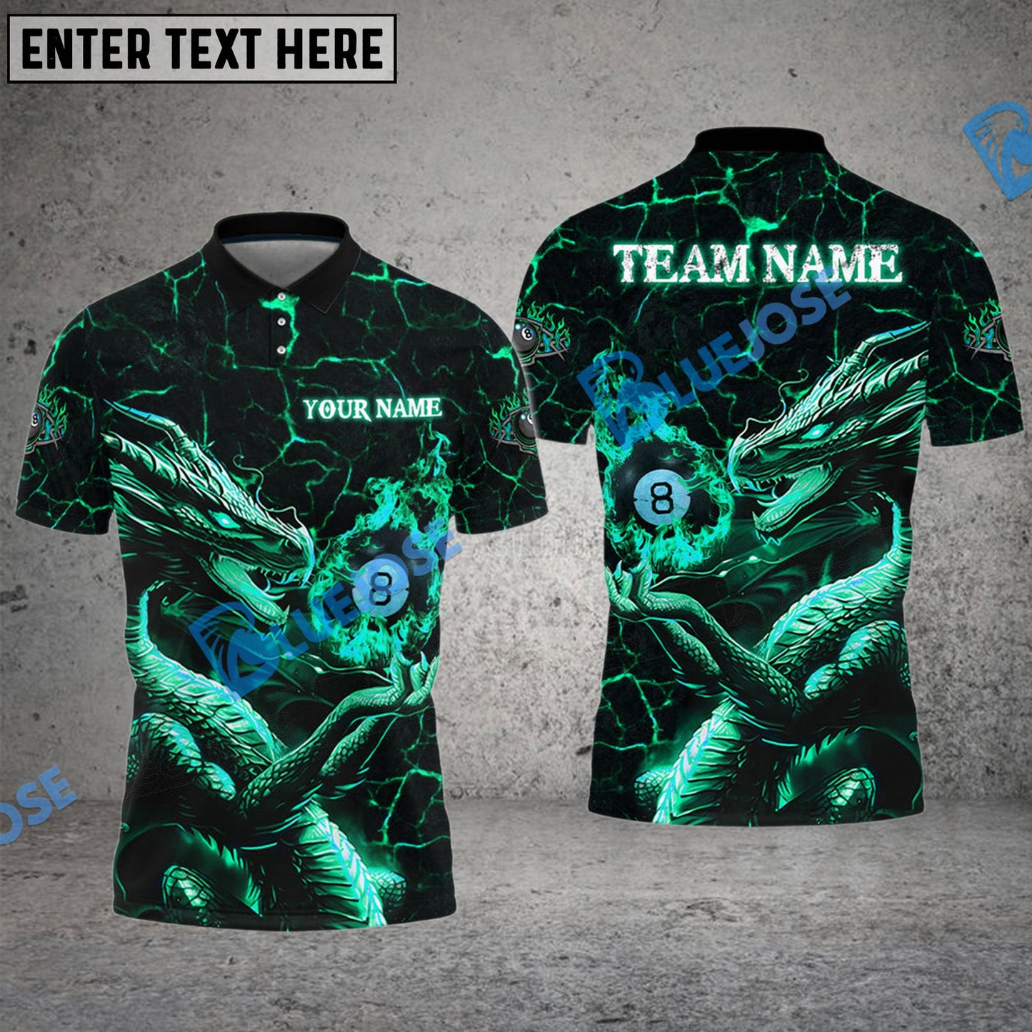 Frenzidea Billiards Ball 8 Dragon's Palm Personalized Name, Team Name Unisex Shirt ( 4 Colors )