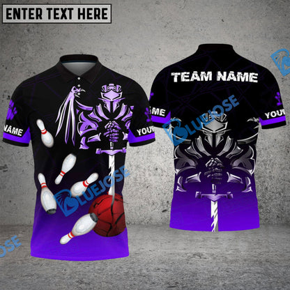 Frenzideas Bowling And Pins Fallen Knight Multicolor Customized Name 3D Shirt ( 4 Colors )