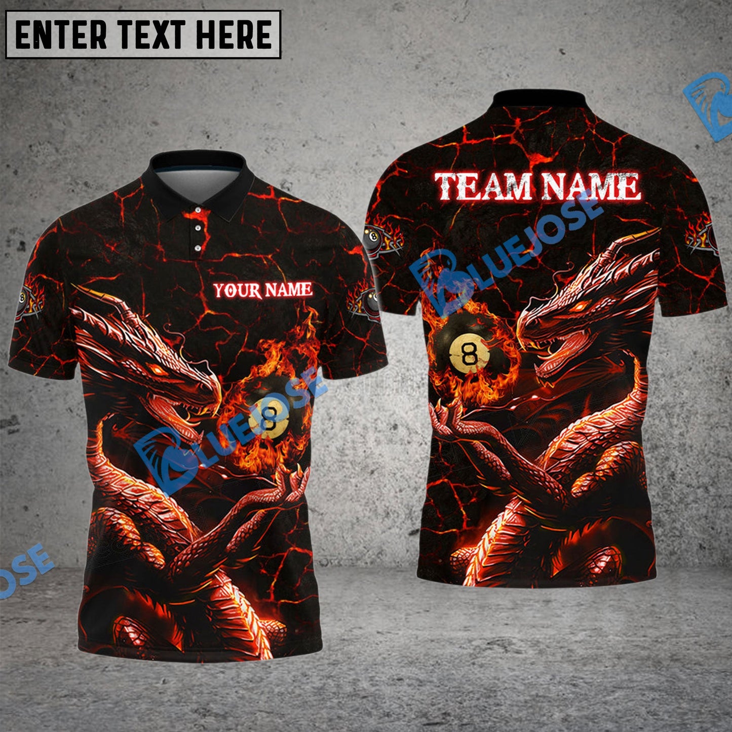 Frenzidea Billiards Ball 8 Dragon's Palm Personalized Name, Team Name Unisex Shirt ( 4 Colors )