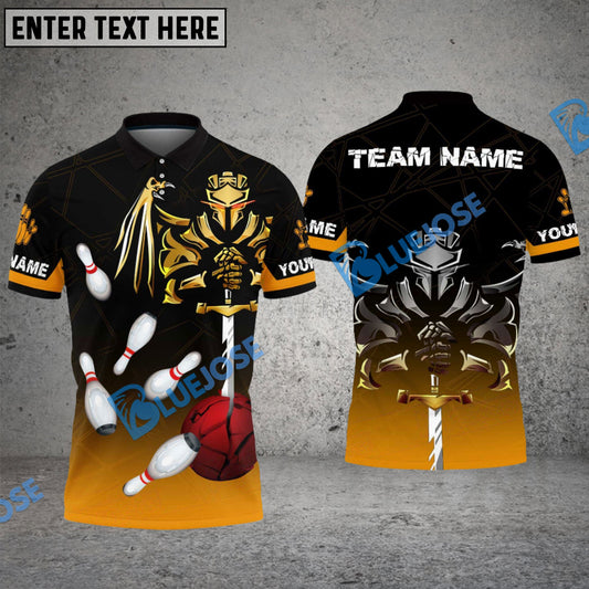 Frenzideas Bowling And Pins Fallen Knight Multicolor Customized Name 3D Shirt ( 4 Colors )