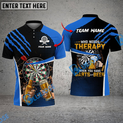 Frenzidea Darts And Beer Therapy Personalized Name, Team Name 3D Shirt (4 Colors)