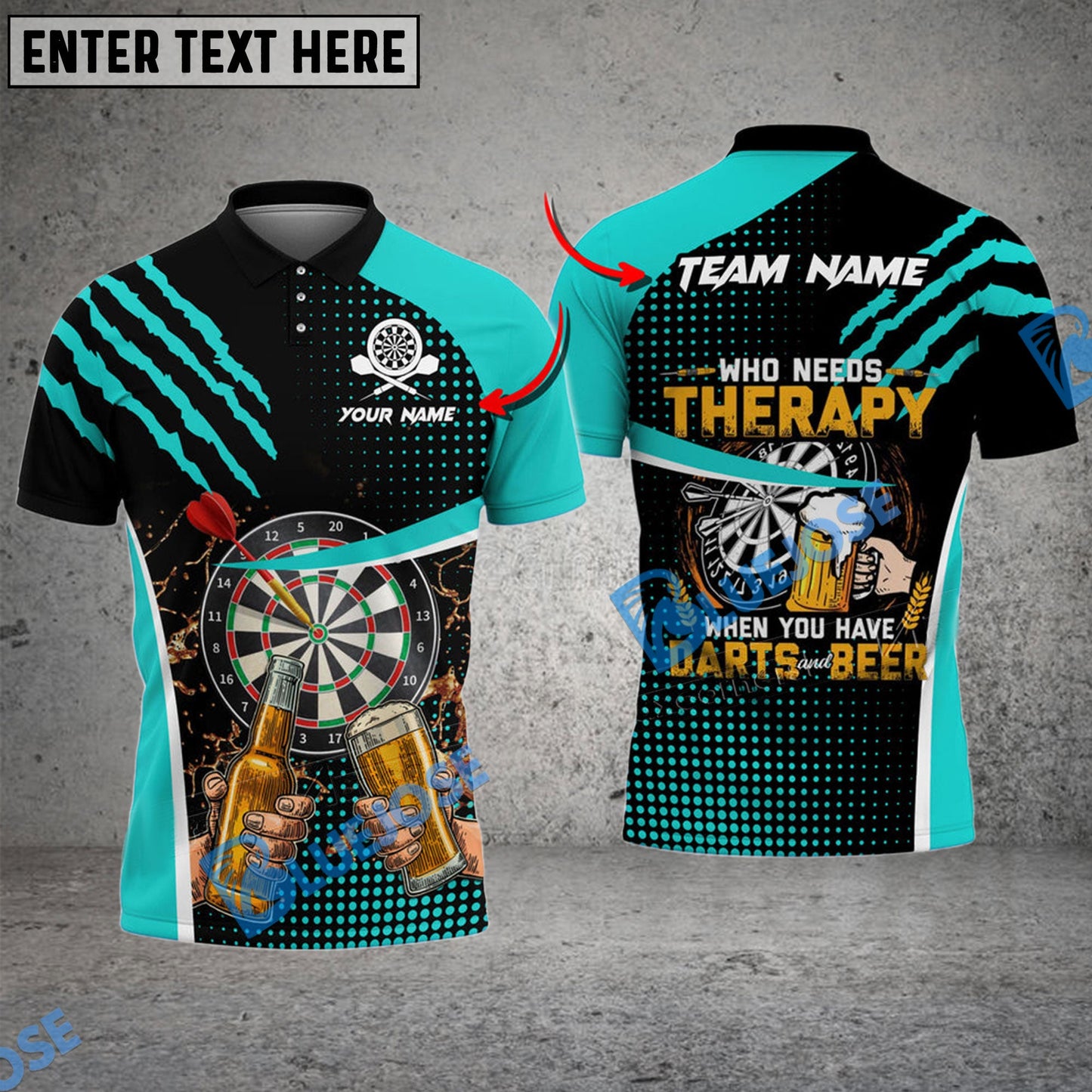 Frenzidea Darts And Beer Therapy Personalized Name, Team Name 3D Shirt (4 Colors)