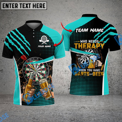 Frenzidea Darts And Beer Therapy Personalized Name, Team Name 3D Shirt (4 Colors)