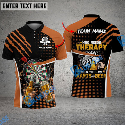 Frenzidea Darts And Beer Therapy Personalized Name, Team Name 3D Shirt (4 Colors)