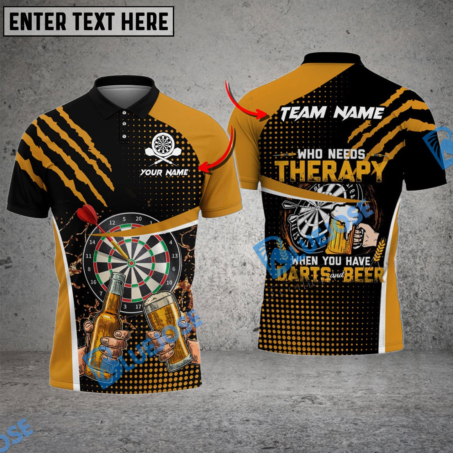Frenzidea Darts And Beer Therapy Personalized Name, Team Name 3D Shirt (4 Colors)