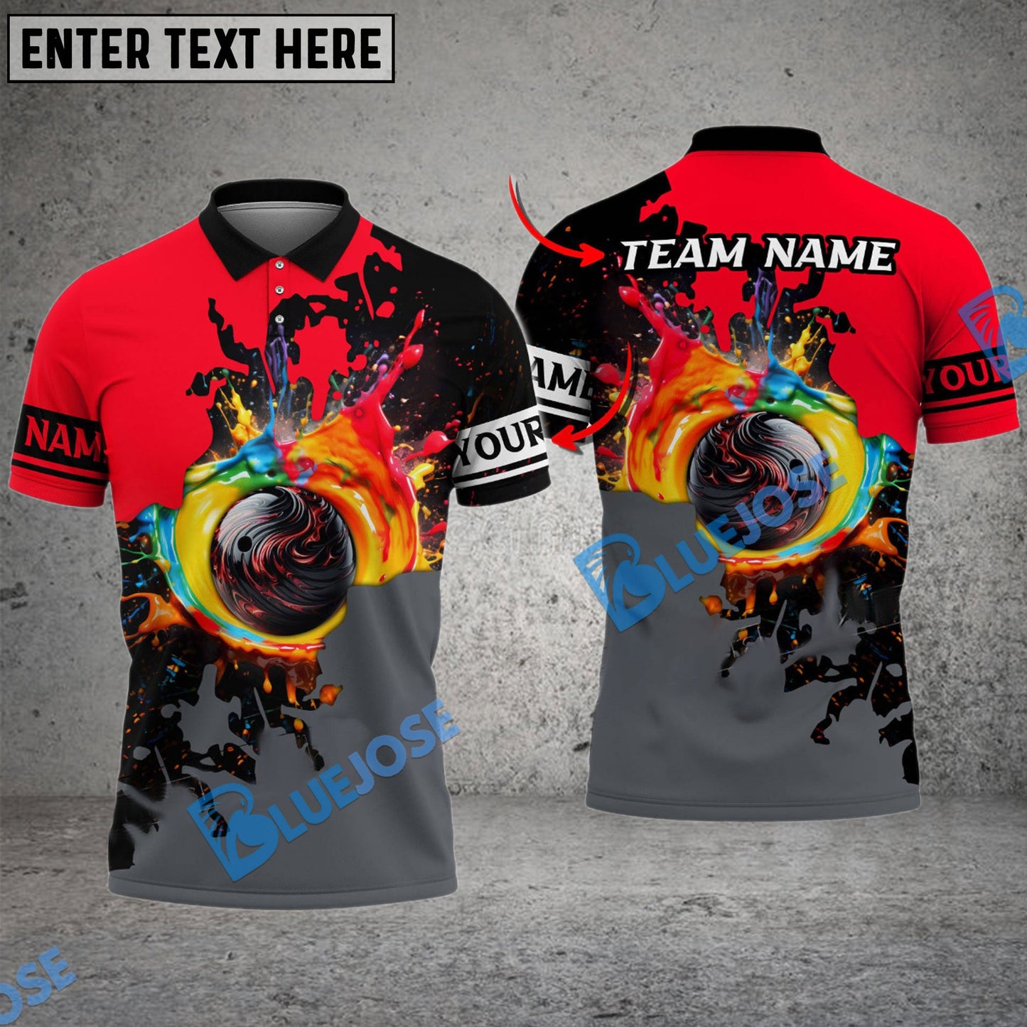 Frenzidea Bowling And Pins Rainbow Painting Style Customized Name 3D Shirt (4 Colors)