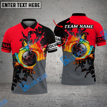 Frenzidea Bowling And Pins Rainbow Painting Style Customized Name 3D Shirt (4 Colors)