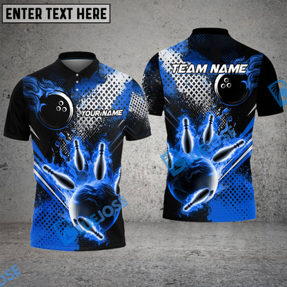 Frenzidea Bowling And Pins Grid Fire Customized Name 3D Shirt (4 Colors)