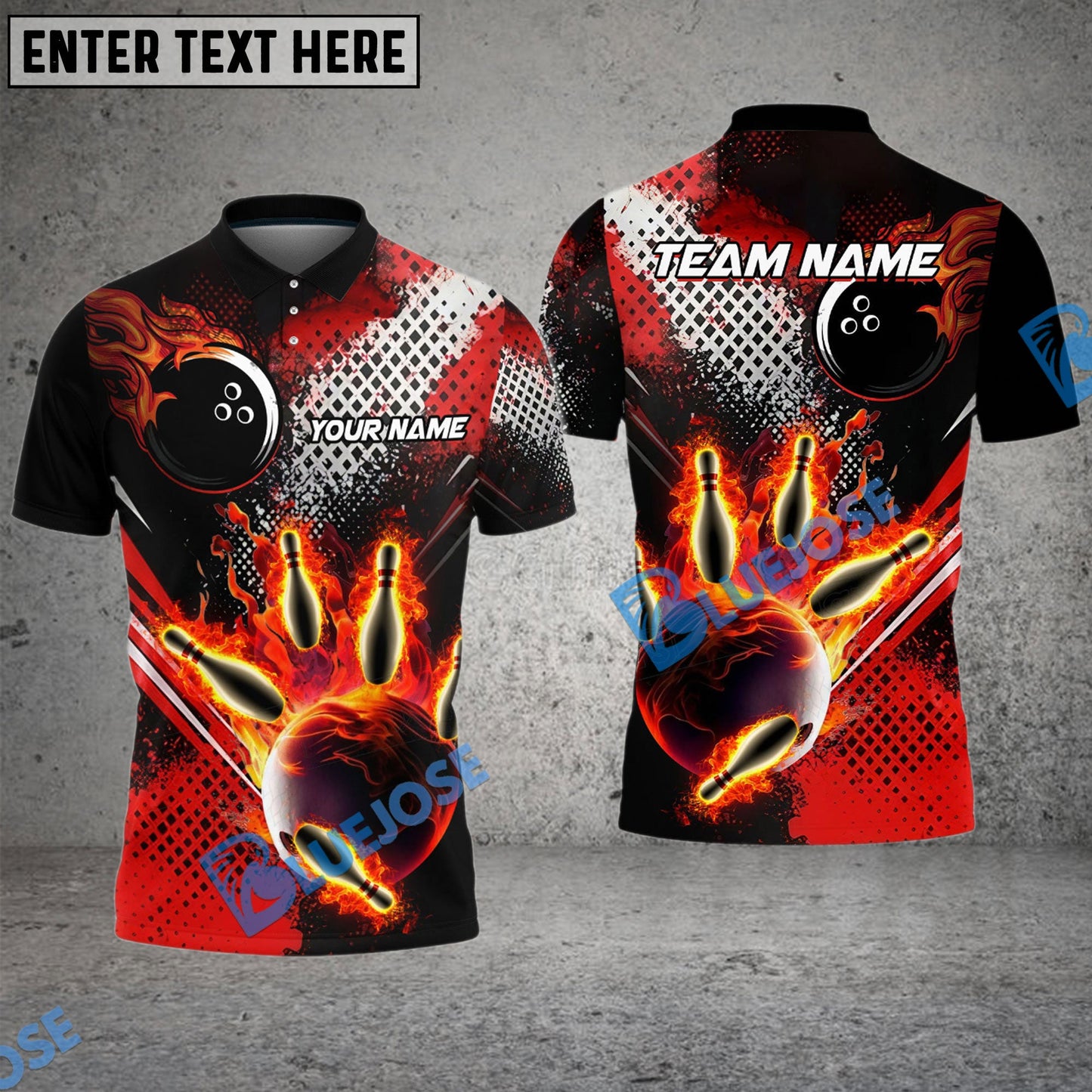 Frenzidea Bowling And Pins Grid Fire Customized Name 3D Shirt (4 Colors)