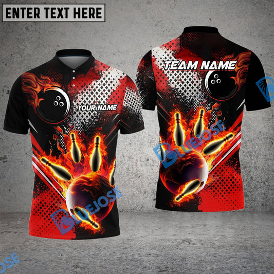 Frenzidea Bowling And Pins Grid Fire Customized Name 3D Shirt (4 Colors)