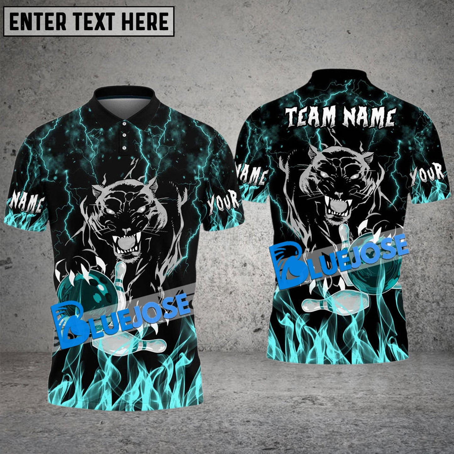 Frenzideas Bowling And Pins Flaming Black Panther Customized Name 3D Shirt ( 6 Colors)