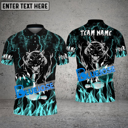 Frenzideas Bowling And Pins Flaming Black Panther Customized Name 3D Shirt ( 6 Colors)